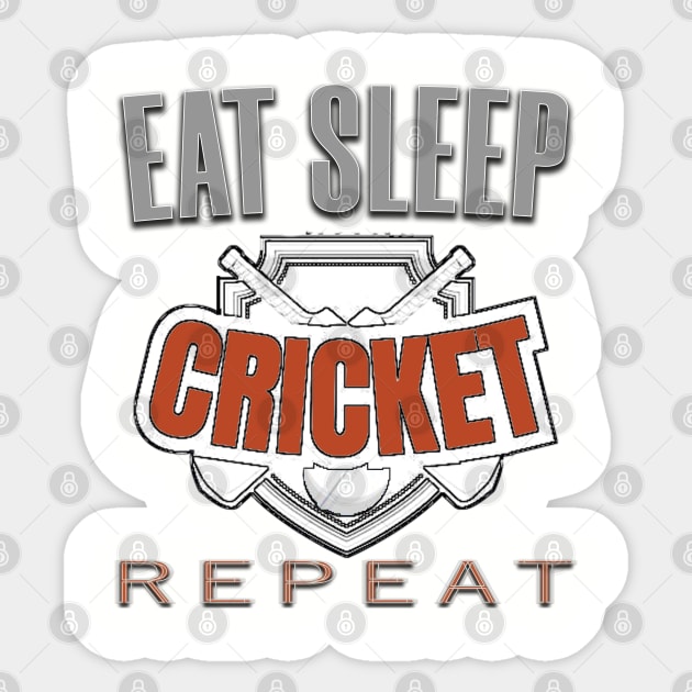 Eat sleep cricket repeat Sticker by TeeText